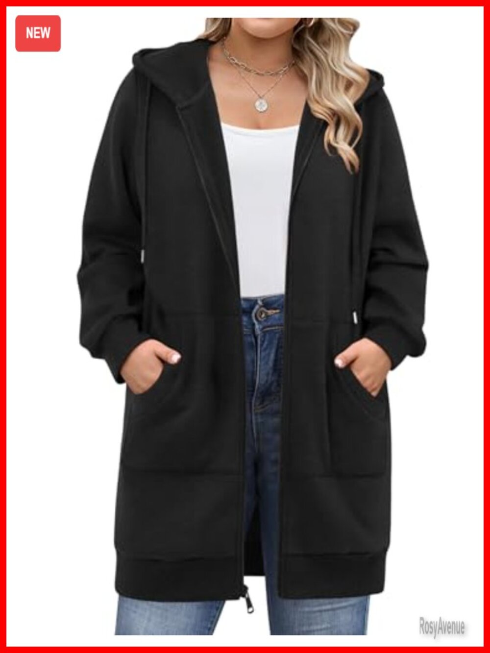 Essentials Women's Plus Size Zip Up Hoodie Long Sleeve Fleece Sweatshirt